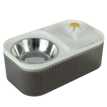 Imagem de Bebedouro e Comedouro em Inox Elétrico para Pets Com Fonte 2 em 1 - Pe