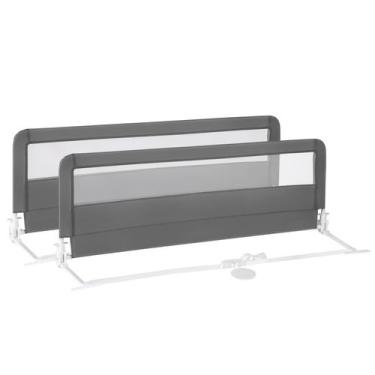 Imagem de Guarda-corpo de Cama Costzon com Alças - Segurança para Crianças (Cinz
