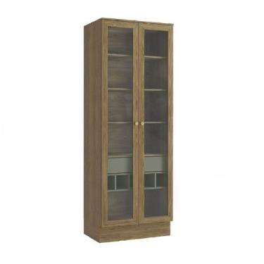 Imagem de Cristaleira 80cm Botanic 2 Portas de Vidro 1 Gaveta Kappesberg, Noguei