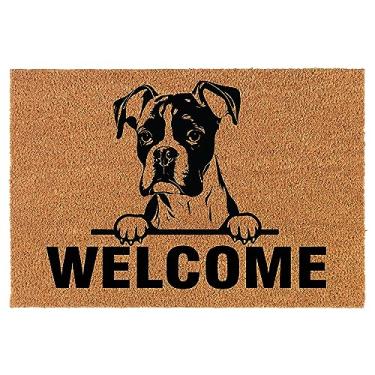 Imagem de Capacho de boas-vindas Coco Coir tapete de porta presente bem-vindo espreitando cachorro boxer (76,2 cm x 45,7 cm)