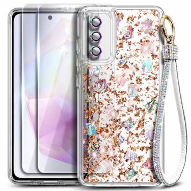 Imagem de WDHD Capa para telefone Gabb Phone 4 Pro (apenas Pro), capa protetora elegante com estampa de concha brilhante com [pacote com 2 protetores de tela de vidro temperado/protetor de lente da