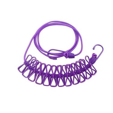 Imagem de Varal Corda Roxo Secagem Multifuncional com 12 Pregadores - ShopMix