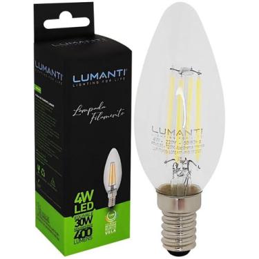 Imagem de Lâmpada Vela Lisa Filamento Led 4W 220V E14 Branco Frio - LUMANTI, 220
