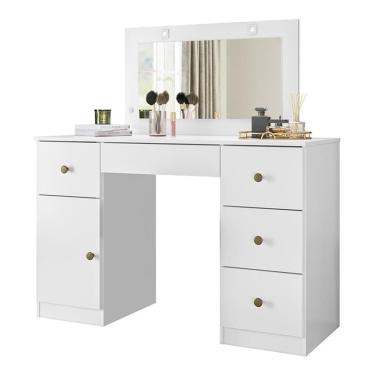 Imagem de Penteadeira Camarim Sonhos com Porta e 5 Gavetas - Moval Branco