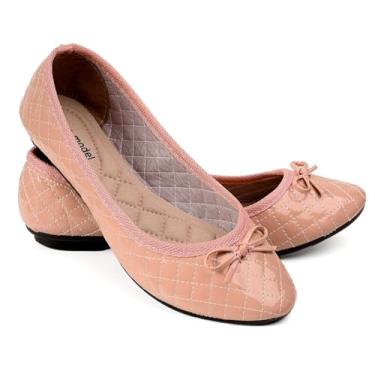 Imagem de Sapatilha feminina adulta bico redondo sola reta confort casual MX55 (ROSE VERNIZ, BR, Adulto, Numérico, 36)