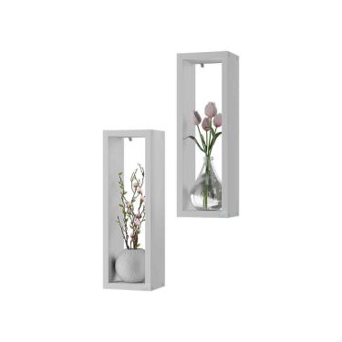 Imagem de Kit Nicho Decorativo Stella Branco para Sala Hall 40 x 10cm