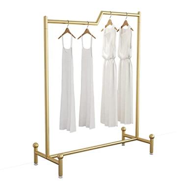 Imagem de CUTPOIY Cabides para cabides trilho de roupas pesadas, suporte de exibição de roupas, suporte de exibição de roupas de ferro forjado, rack de secagem de tubos industriais, casaco de quarto (dourado