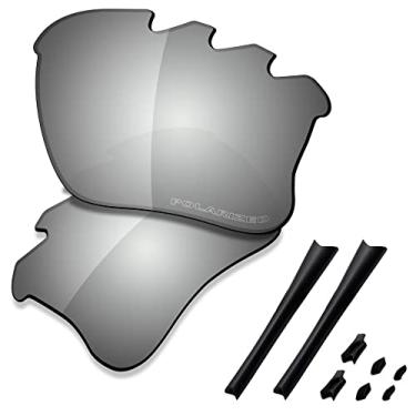 Imagem de SAUCER Lentes de reposição premium e kits de borracha para Oakley Flak Jacket XLJ ventilado | Flak Jacket XLJ Óculos de sol ventilados Low Bridge Fit High Defense - Metal cromado polarizado