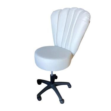 Imagem de Cadeira Mocho Pétala Corino Bege - In9 Decor