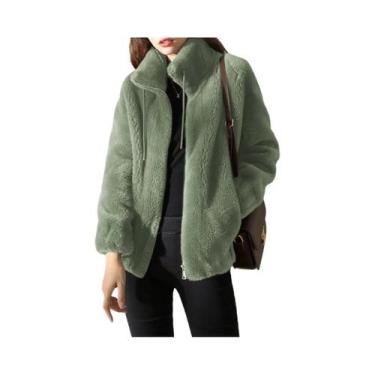 Imagem de Casaco de Pele Sintética Feminino Plus Size - Quentinho para Outono/In