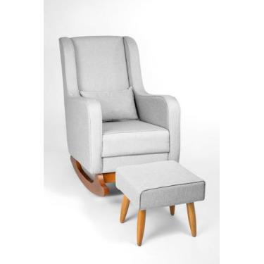 Imagem de Poltrona de Amamentação com balanço encosto alto Linho Cinza - Lahome 