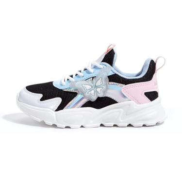 Imagem de LUCKY STEP Tênis de corrida infantil Butterfly School Gym para crianças/meninos/meninas, Preto/azul, 10 Toddler