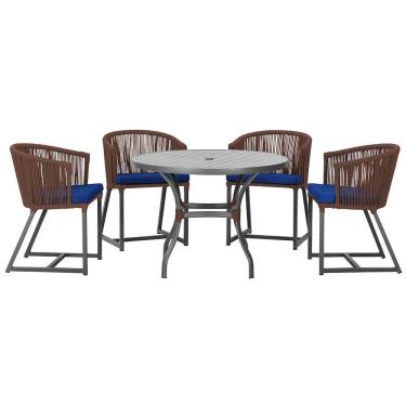 Imagem de Mesa com 4 Cadeiras de Jantar Roma 100cm e Noronha em Aluminío