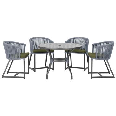 Imagem de Mesa com 4 Cadeiras de Jantar Roma 100cm e Noronha em Aluminío