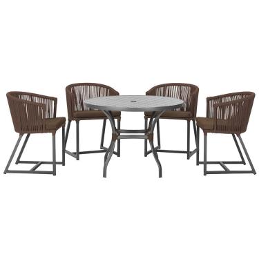 Imagem de Mesa com 4 Cadeiras de Jantar Roma 100cm e Noronha em Aluminío