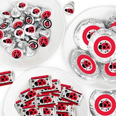 Imagem de Big Dot of Happiness Happy Little Ladybug - Mini Candy Bar Wrappers, Round Candy Stickers and Circle Stickers - Baby Shower or Birthday Party Candy Favor Sticker Kit - 304 Pieces