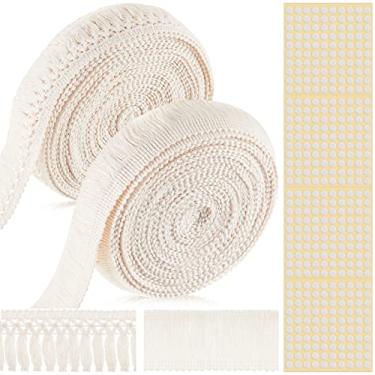 Imagem de Newwiee Bordas para quadro de avisos Boho de 20 m Bege Reta Franja Sala de Aula Bordas Decorativas de Franjas Longas Franjas Borlas Boho com Ponto de Cola para Placa de Cortiça Branca Escolar DIY