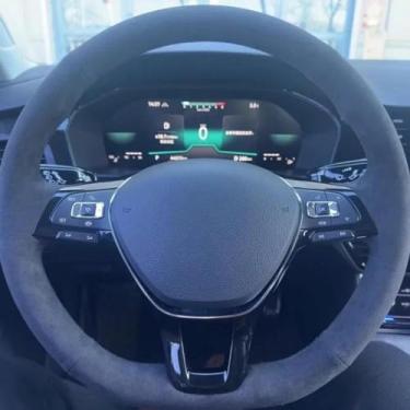 Imagem de LYBQFZ Acessórios interiores de carro DIY capa de volante camurça confortável, para Volkswagen VW Golf 7 Mk7 New Polo Jetta B8 Avant