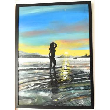 Imagem de Óleo sobre tela 50x70cm, canvas, tintas winsor e newton, 78horas de produção artística, moldura caixa alta, qualidade 3desenhart, praia da fortaleza -Ubatuba-sp