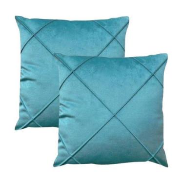 Imagem de Kit 2 Capas para Almofada Drapeada em Veludo Quadrada 43x43 com Enchim