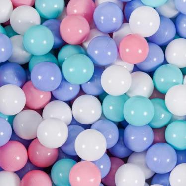 Imagem de TRENDBOX 100 bolas coloridas de macaron para poço de bola, barraca de brincar, decoração de festa de aniversário de piscina (J- Macaron e branco)