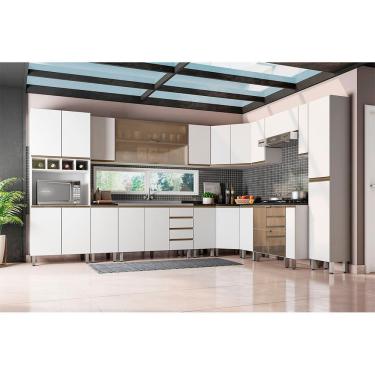 Imagem de Cozinha Modulada Completa 16 Peças Branco Com Vidro Reflecta