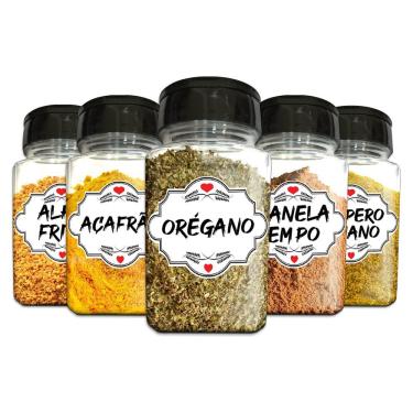 Imagem de Pote Tempero Kit 16 Potes+24 Etiquetas Adesivas Q170 Branca