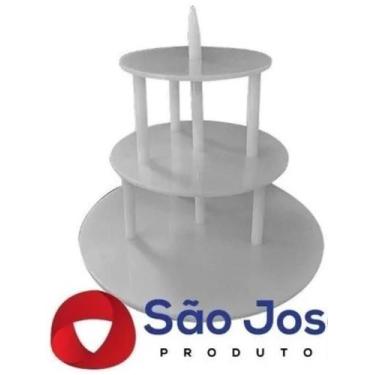 Imagem de Kit Suporte Para Bolo Redondo De 3 Andares Tipo Banquinho - Sao Jose