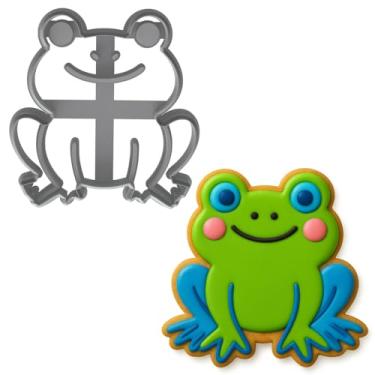 Imagem de Cortador de biscoito de sapo sorridente - 10 x 9,7 cm, molde divertido de biscoito de animal para guloseimas de festa na natureza e na selva (cor aleatória)