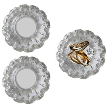 Imagem de 2 Porta Jóias Redondo de Vidro Cristal Luxo Multiuso 12cm - Lyor