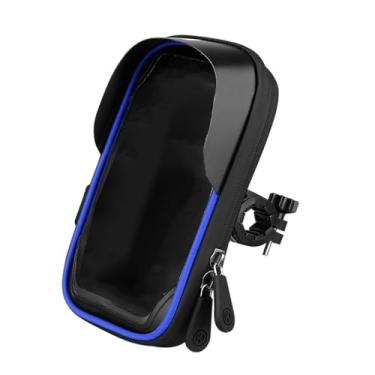 Imagem de menolana Suporte para celular em bicicleta, bolsa para guidão, capa para tela sensível ao toque, suporte para celular em bicicleta com rotação de 360° à prova, Azul E Preto