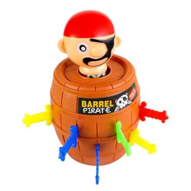 Imagem de Pula Pirata Jump, Jogo de Mesa, 18 Peças, Pequeno Pula Pirata Barril Grande Brinquedo Infantil com 16 Espadas Coloridas Jogo de Mesa Educativo para Crianças Familiar até 4 Jogadores
