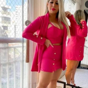 Imagem de Conjunto com o Cropped é Shorts Saia - Nanda Fashion Boutique, Pink, G