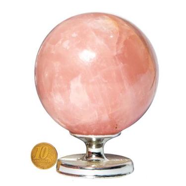 Imagem de 01 Esfera Quartzo Rosa Natural 900g a 1Kg 8 a 9cm Classe A - Cristaisd