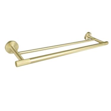 Imagem de Acessórios para banheiro em ouro escovado, porta-toalhas, porta-copos, porta-toalhas, porta-papel, porta-escova de vaso sanitário, cabide para casaco (barra dupla para toalhas)