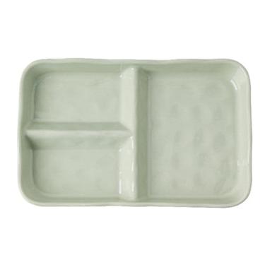 Imagem de KiBcsLic Prato de jantar de porcelana, bandeja de cerâmica, presentes de inauguração, prato moderno antiderrapante com divisórias para adultos, travessa de, Retângulo Verde