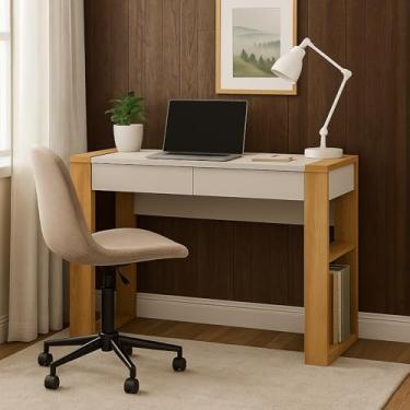 Imagem de Escrivaninha Office Premium 100% Mdf Escritório 2 Gavetas Cor Carvalho Oro (Carvalho Oro + Pérola)