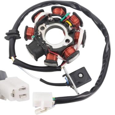 Imagem de YINNCKE Estator de ignição Magneto 5 fios AC 8 postes serve para GY6 49cc 50cc 80cc 100cc 125cc 150cc 139QMB 147QMD 152QMI 157QMJ Scooter Moped ATV Sunl Roketa Dune Buggy Go Kart