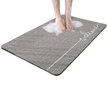 Imagem de Tapete seguro - Tapete de banho antiderrapante para segurança de chuveiro, piso de banheiro, tapete de limpeza de pés de secagem rápida, tapete de chuveiro texturizado bucha (tamanho: 45 x 75 cm (17,7