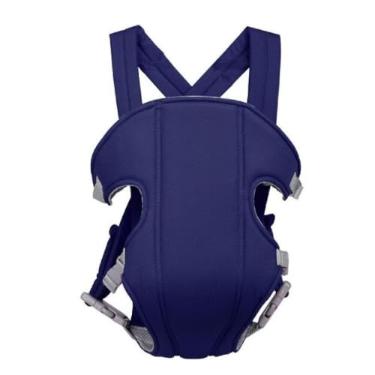 Imagem de Canguru Bebê Ergonômico Conforto Segurança Alças Acolchoadas Fivelas Ajustáveis Passeio Prático Leve Lavável Pais Modernos Mãos Livres Bebê Feliz - Azul Marinho