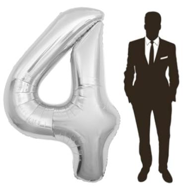 Imagem de Yimen Bloon Balão Gigante Prateado Com Números De 65", Hélio Para Festa Aniversário Infantil, Suprimentos Decoração Tema Casamento E Celebração (Mais 4)
