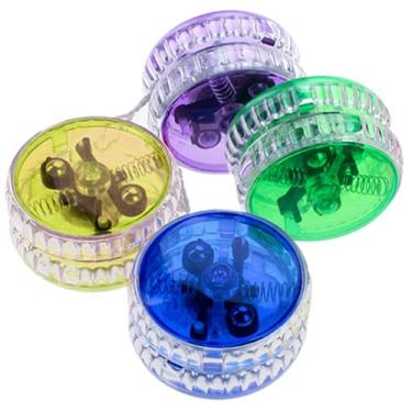 Imagem de Ioiô iluminado para crianças, 4 peças de plástico ioiô amador leve de 4 cores - para brincar, se divertir brincando de truques para iniciantes, lembrancinhas de festa