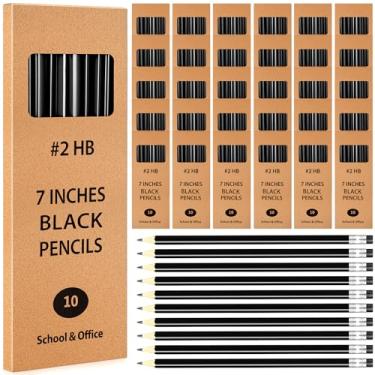 Imagem de Geyoga 30 pacotes de 300 lápis pré-afiados nº 2 com borrachas superiores em madeira nº 2 HB lápis em forma de triângulo para crianças, material escolar, professor, sala de aula, escritório (preto)