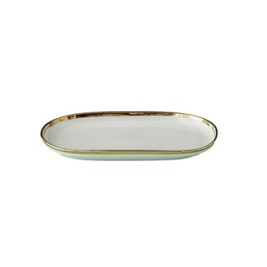 Imagem de Nordic Household criativo simples e requintado cerâmica Phnom Penh prática tigela de arroz banhado a ouro branco - prato de peixe de 30,5 cm