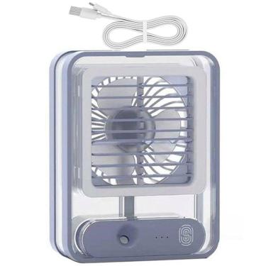 Imagem de Ventilador Umidificador Ar Agua Touch Led Luminaria USB 3 Velocidade Silencioso De Mesa Trabalho Estudos Casa Portatil Verao Calor Multiuso