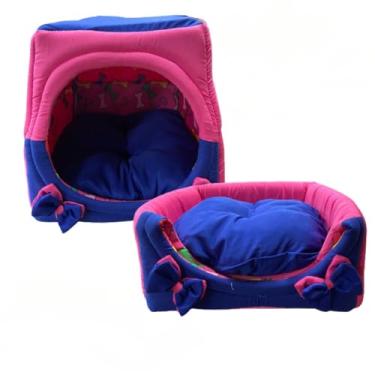 Imagem de Cama Caminha Túnel Toca iglu pet 2 em 1 Cachorro Gato Tamanhos M G GG(Azul e Rosa,GG 50x50)