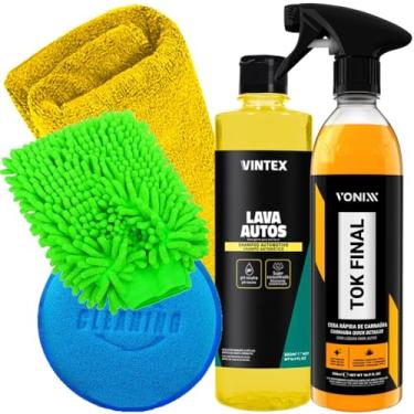 Imagem de Kit Automotiva e Shampoo Lava Autos Tok Final Vonixx Vintex Luva Toalha Aplicador Karbox