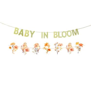 Imagem de JENSENLIN Kit de banner Baby in Bloom, decorações de chá de bebê com tema de flores silvestres, faixa de festa floral com cores de outono, para decorações de aniversário de meninos e meninas.