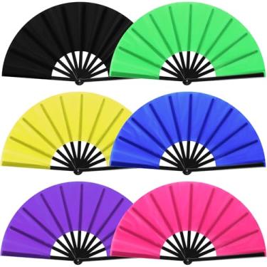 Imagem de Blulu 10 peças de ventiladores grandes dobráveis para dança em linha, botas de 33 cm no chão, leque para dançar em linha, para mulheres e homens, grande seda, estourar, fazer sons altos para decoração