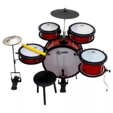 Imagem de Bateria Infantil Star Kids 05 Pecas Alumisteel E P.S. Pint Eletro Vermelha Aro Nylon Pele Leitosa - - Luen